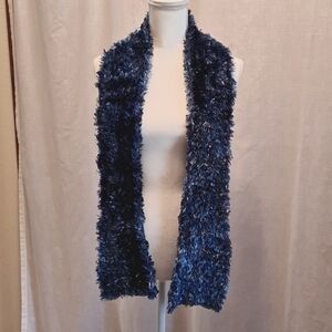 CEJON scarf, fuzzy shades of blue, VGC, approx 60", fun, dressy, casual, lovely